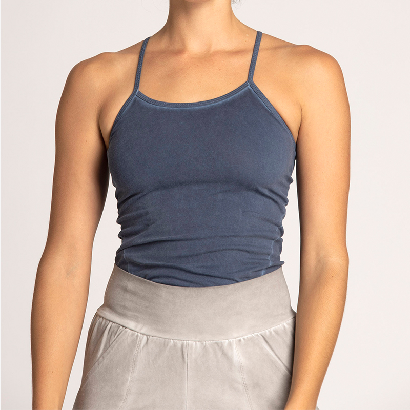 GURU SHOP Top Corto Yoga In Cotone Biologico - Stampa Etnica, Antracite, Taglia 42 (S)